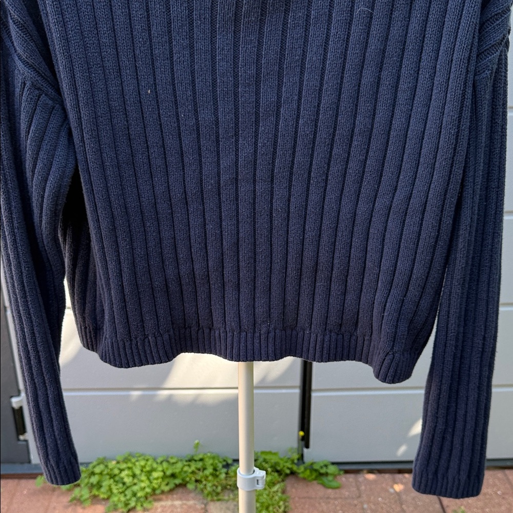 Classic Navy Blue Ribbed Sweater - Picture 5 of 10